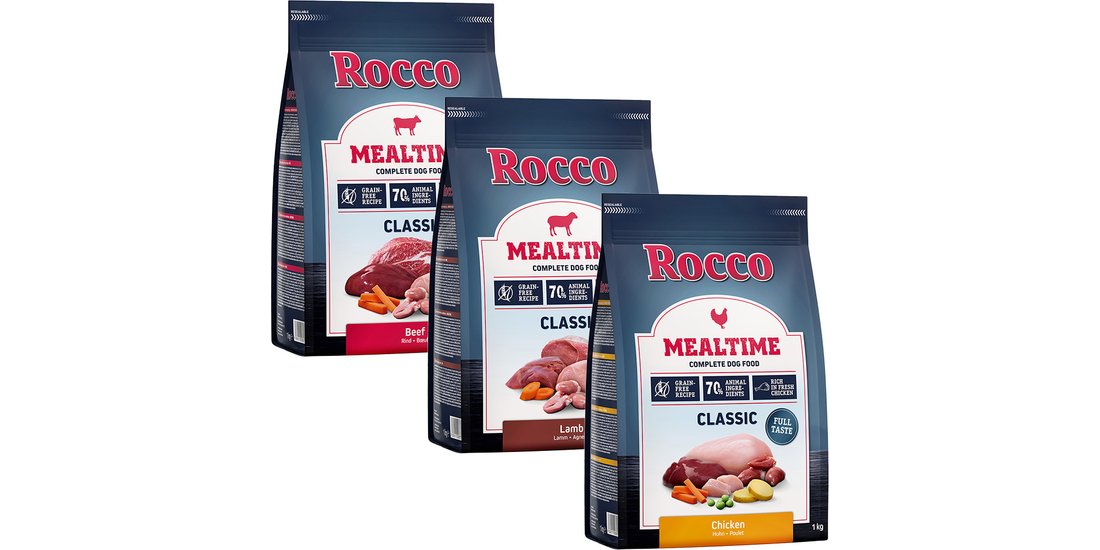 Set prova! 3 x 1 kg Rocco Mealtime Crocchette…
