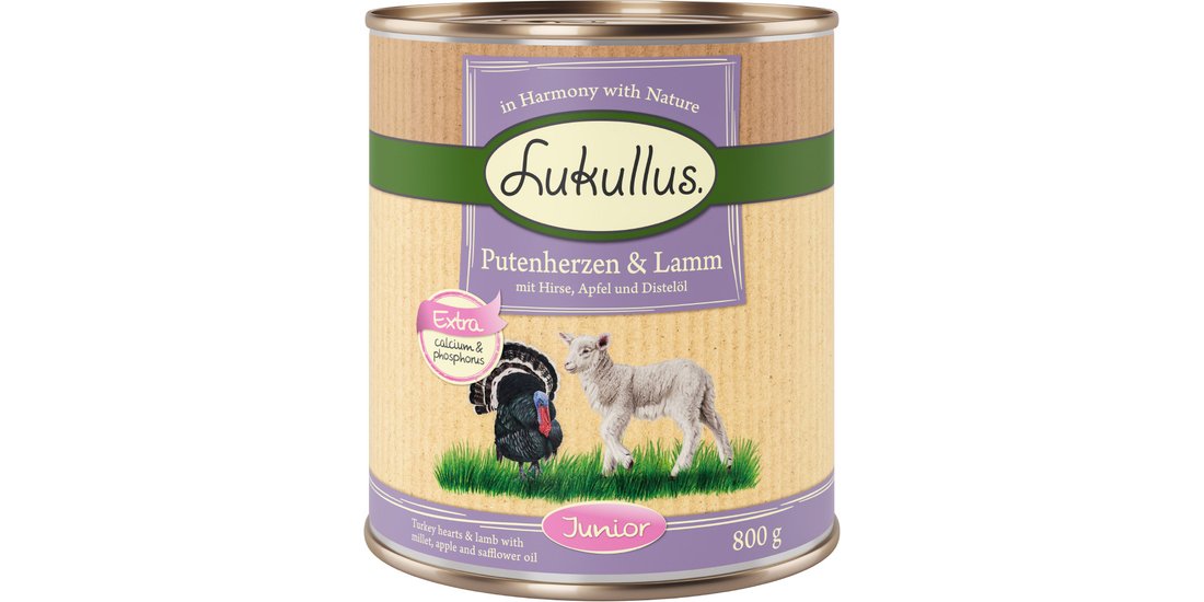 Lukullus Junior 6 x 800 g – Cuori di Tacchino…