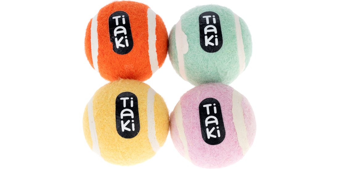 Set Palline da tennis TIAKI per cani – 4 pezzi…