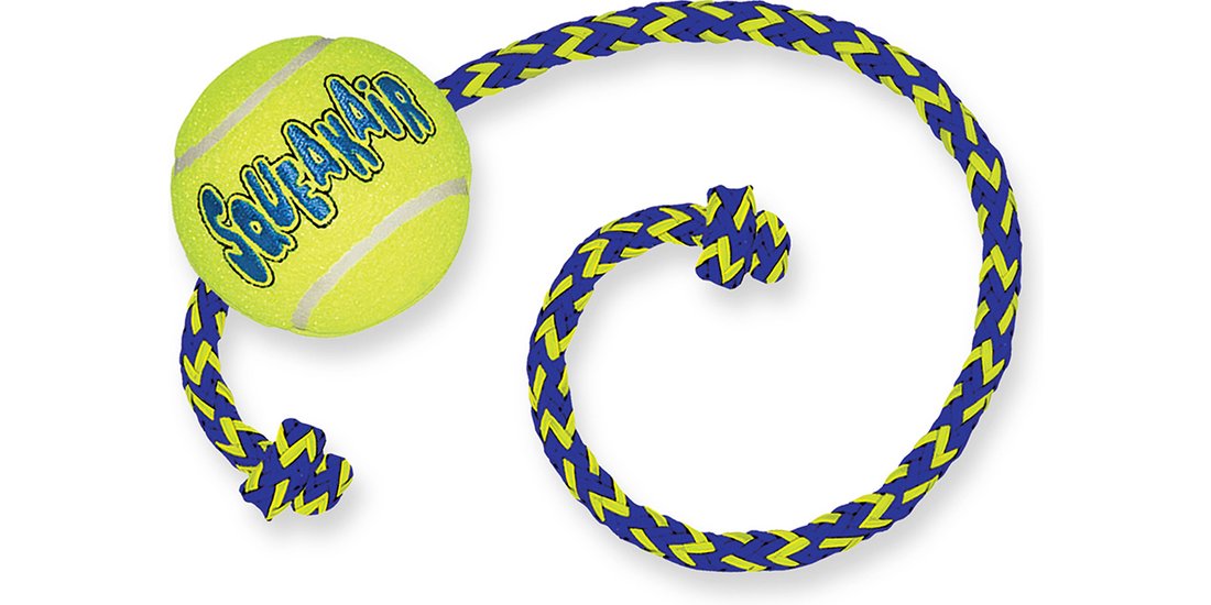 KONG SqueakAir Palla con corda – M/L