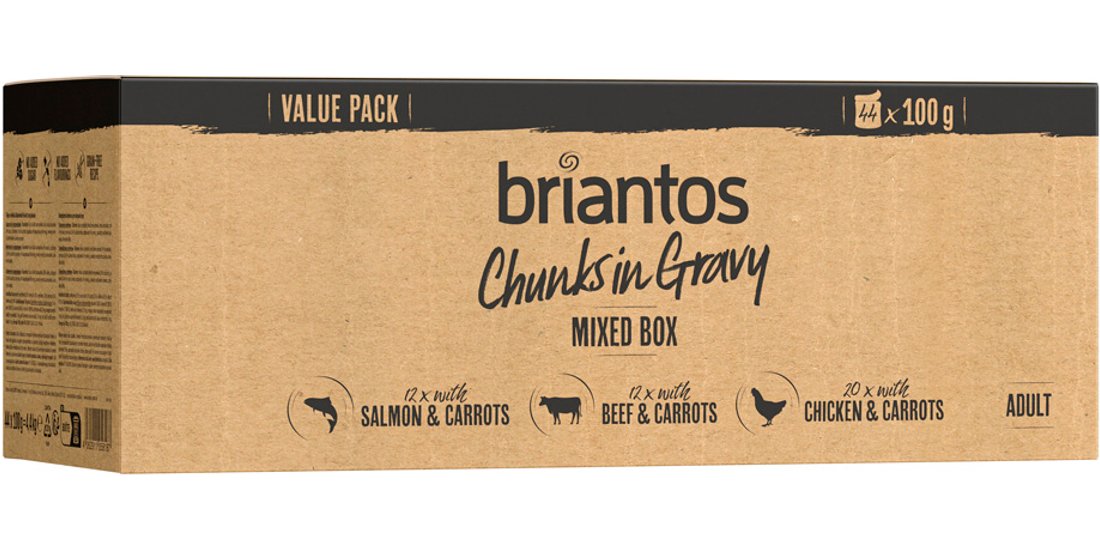 Briantos Chunks in Gravy 44 x 100 g – Mix (Pollo…