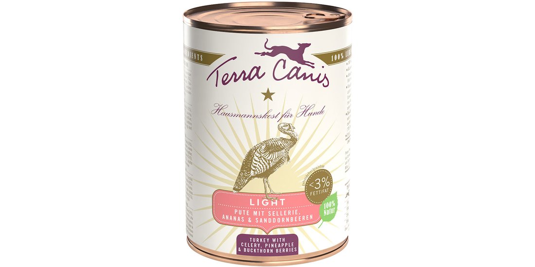 Terra Canis Light 6 x 400 g – Tacchino con Sedano…