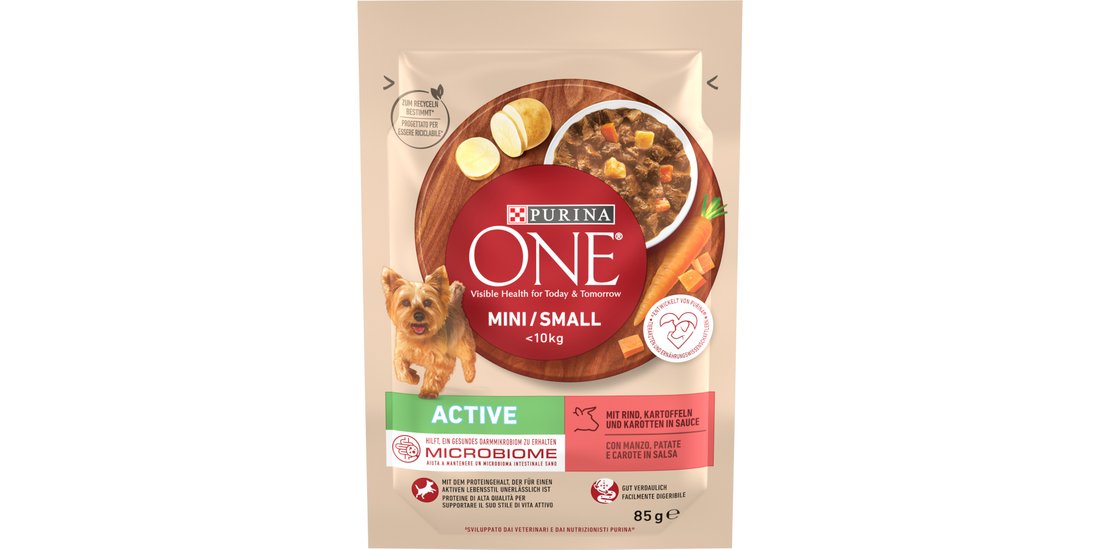 PURINA ONE Mini Active Manzo & Carote Umido per…