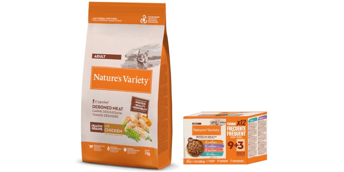 7 kg Crocchette Nature’s Variety + 12 x 85 g …