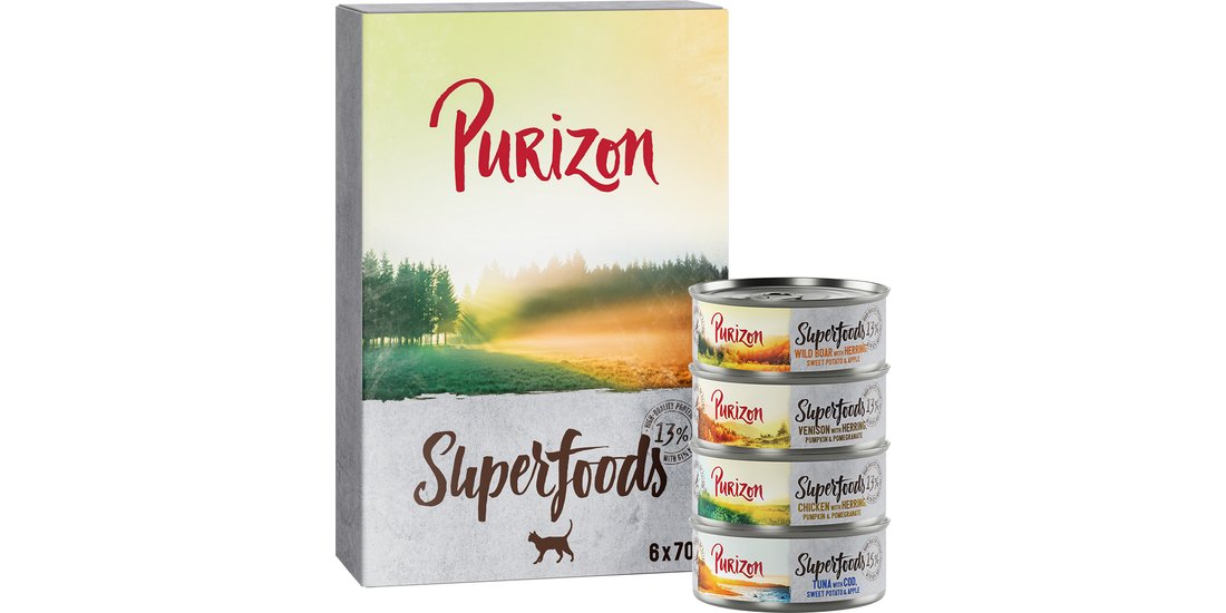 Purizon Superfoods 24 x 70 g – Mix: 8x Pollo …