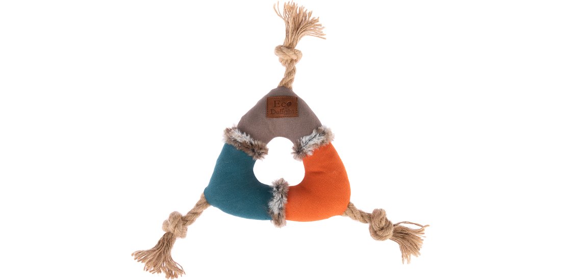 Gioco per cani TIAKI Threeside con corda e peluche…