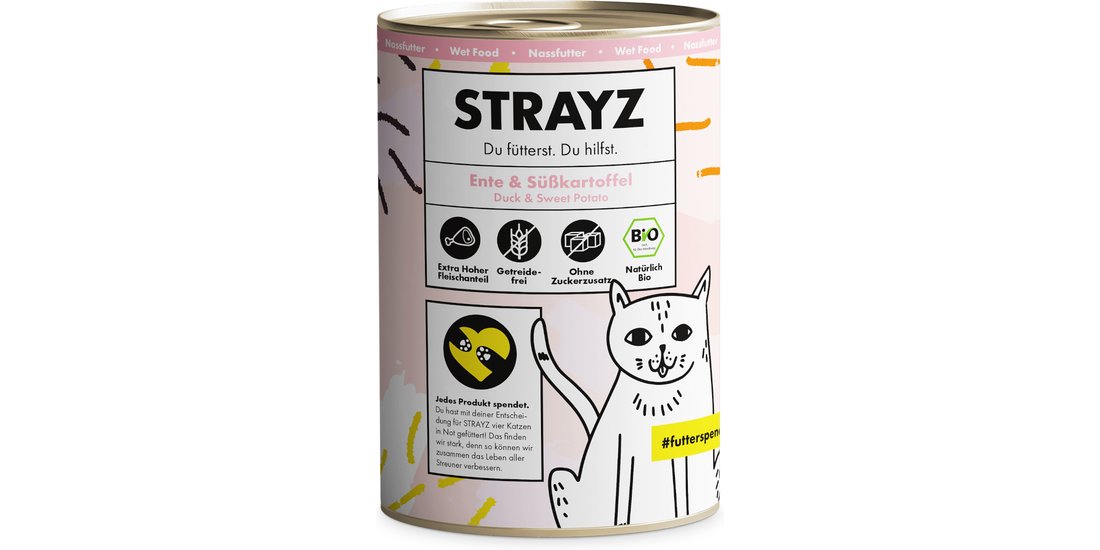 STRAYZ BIO cat 12 x 400 g – Anatra bio e patata…