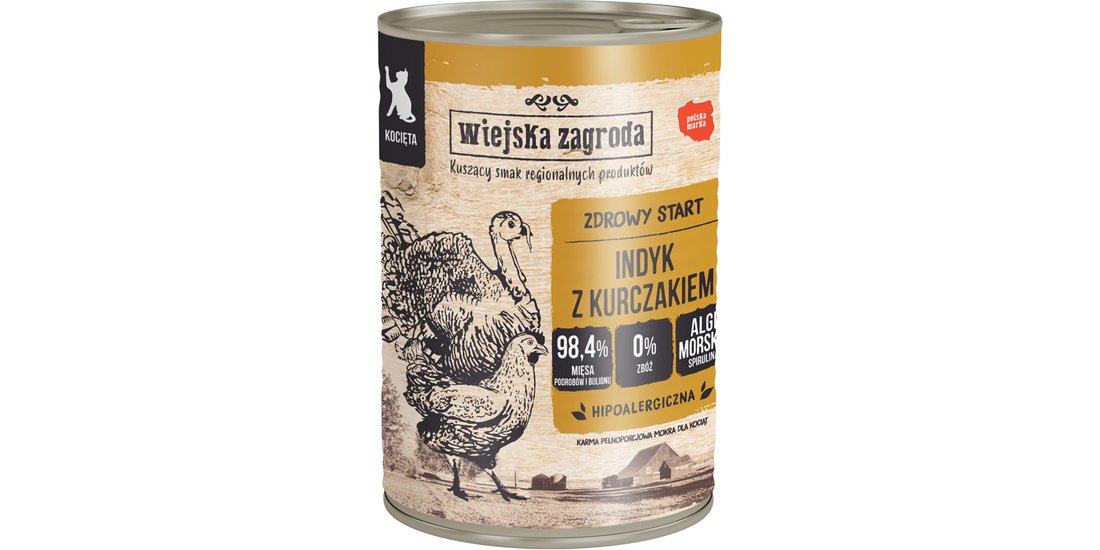 Wiejska Zagroda Cat 24 x 400 g – Kitten Tacchino…