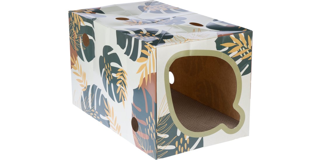 Tunnel per gatti TIAKI Nature con foglie disegnate…