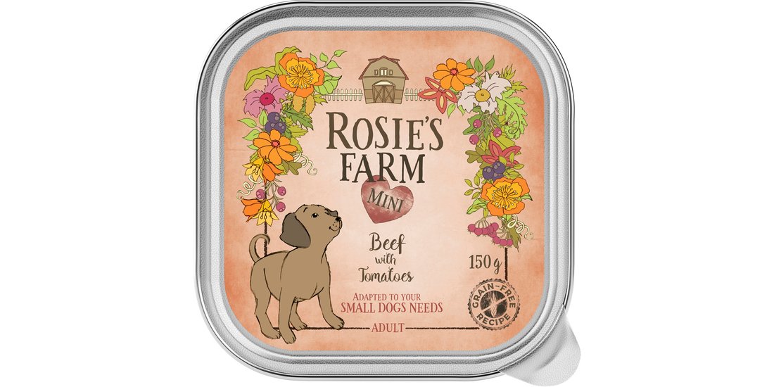 Rosie’s Farm Mini 6 x 150 g umido cane – Manzo…