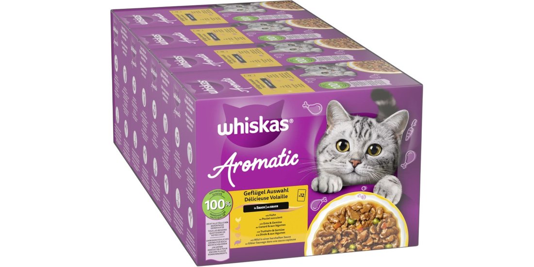 Whiskas 1+ Aromatic Selection 96 x 85 g – Pollame…
