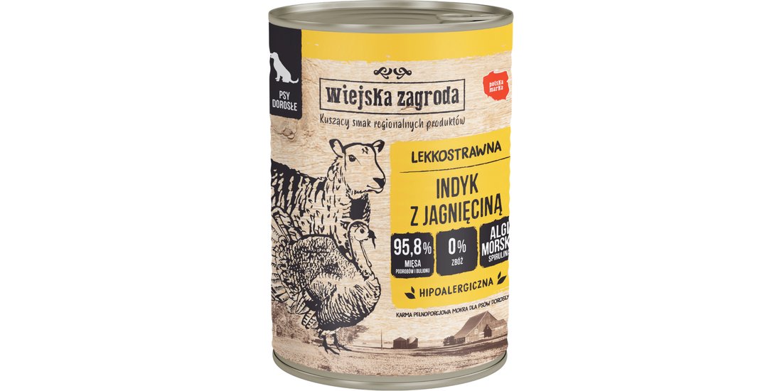 Wiejska Zagroda Dog 6 x 400 g – Tacchino & Agnello…