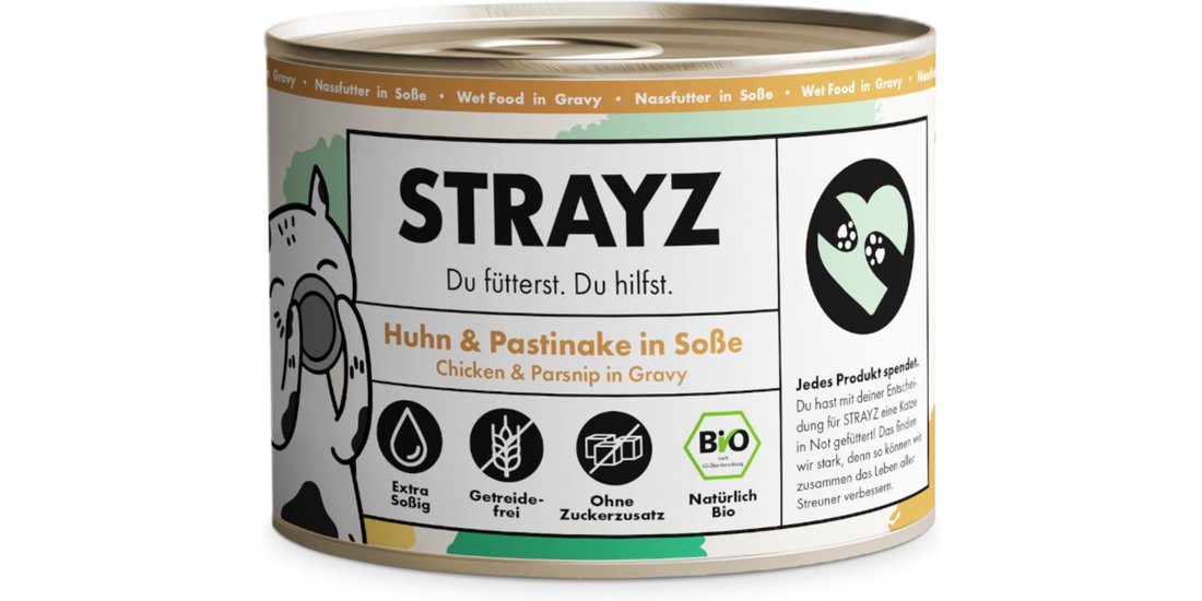 STRAYZ BIO Cat 6 x 200 g – Pollo bio & Pastinaca…