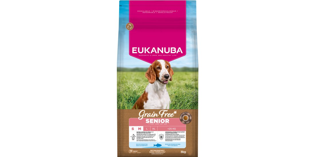 Eukanuba Grain Free Senior Small & Medium Pesce…