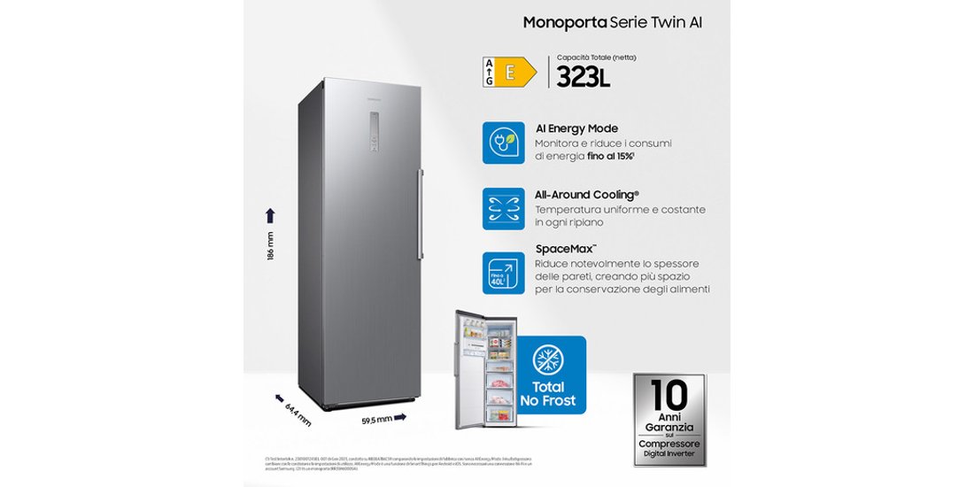 Samsung Freezer Monoporta Serie Twin 323L RZ32C7BBES9…