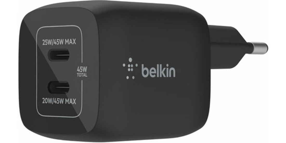 Belkin CARICABATTERIA DA PARETE DOPPIO GAN USB…