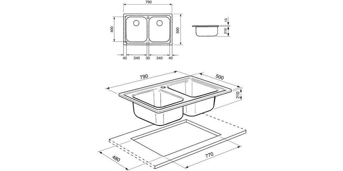 Smeg SP792-2 lavello Lavello ad incasso Rettangolare…