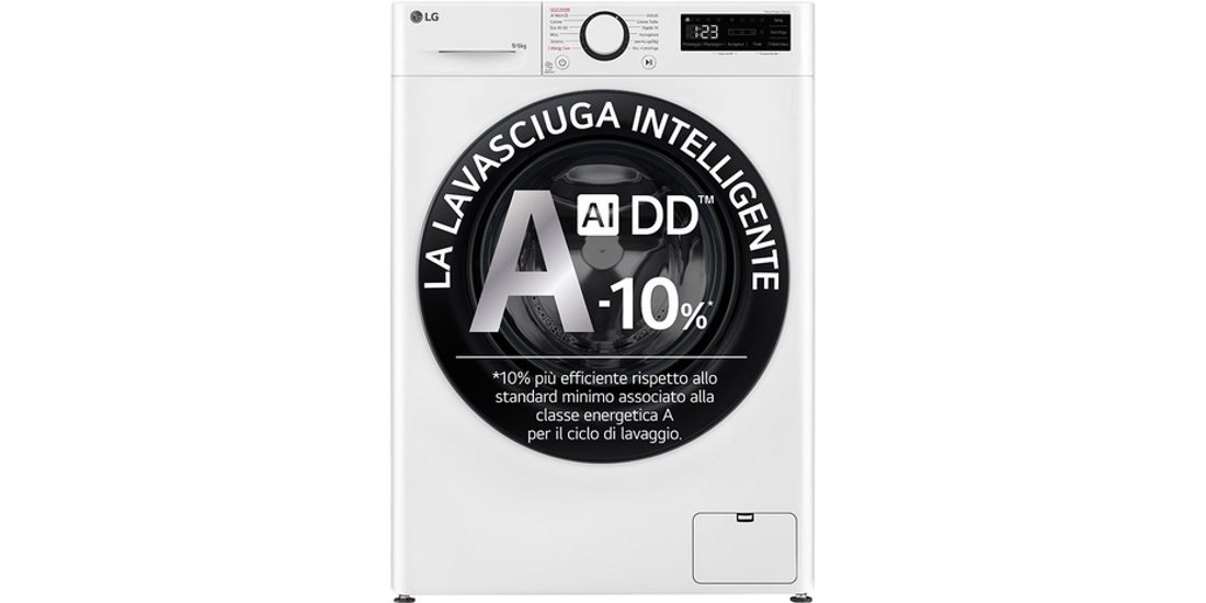 LG D4R3009NSWB Lavasciuga 9/6kg AI DD Classe …