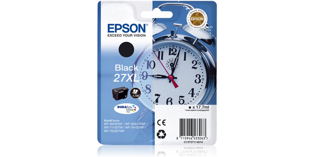 Epson Alarm clock Singlepack Black 27XL DURABrite…