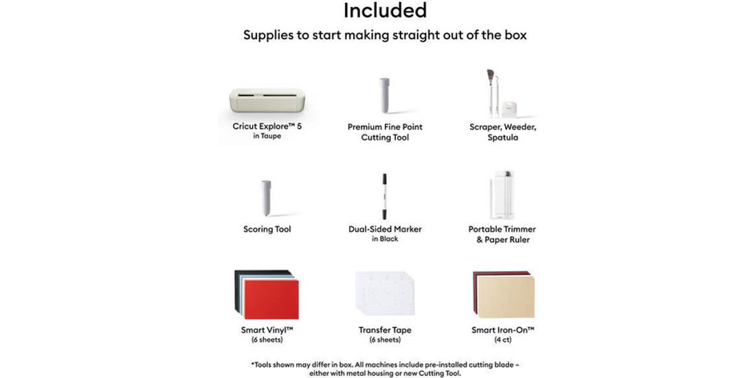 Cricut Explore 5 + pacchetto Essential Tortora…