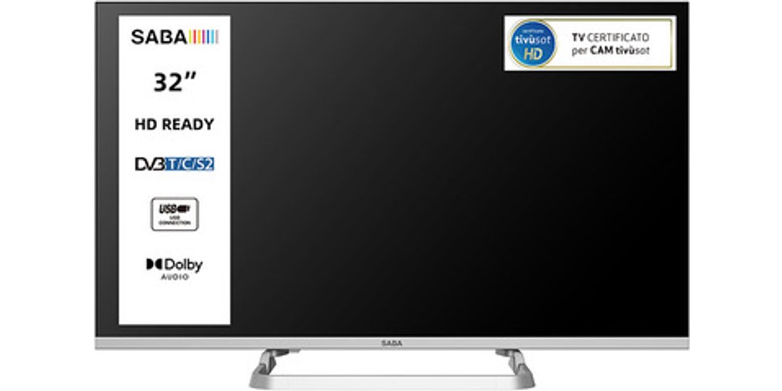 SABA TV 32” HD READY Triplo ter DVBT2/C/S2 HEVC…