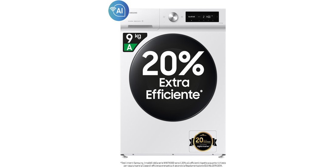 Samsung Lavatrice BESPOKE AI 9Kg WW90DB7U34GWU3…