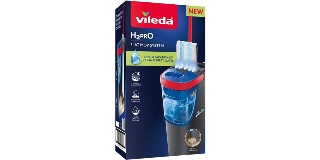 Vileda Sistema H2PRO Flat Mop spazzolone Microfibra…