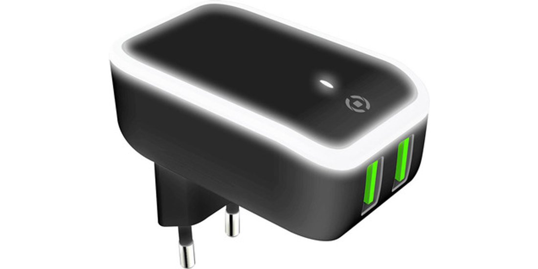 Celly TC2USBLEDBK Caricabatterie per dispositivi…