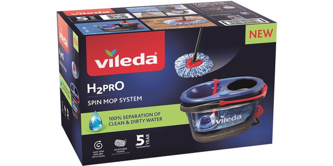 Vileda H2Pro Spin Mop Sistema spazzolone Microfibra…