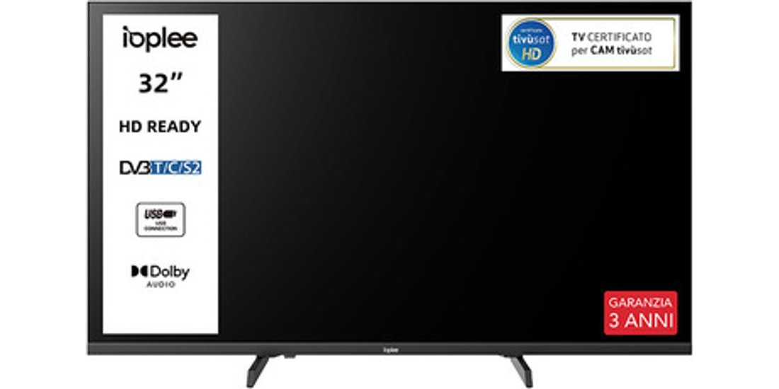 IOPLEE TV 32” HD Triplo tuner DVBT2/C/S2 Certificato…