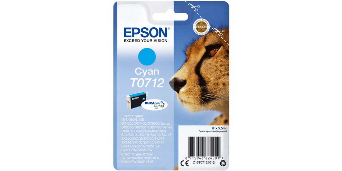 Epson Cheetah Singlepack Cyan T0712 DURABrite…