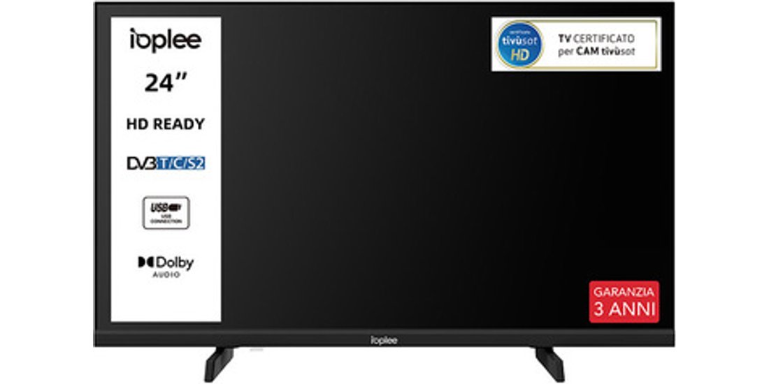 IOPLEE TV 24” HD Triplo tuner DVBT2/C/S2 Certificato…