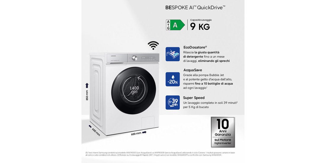 Samsung WW90DB8U95GH lavatrice Caricamento frontale…