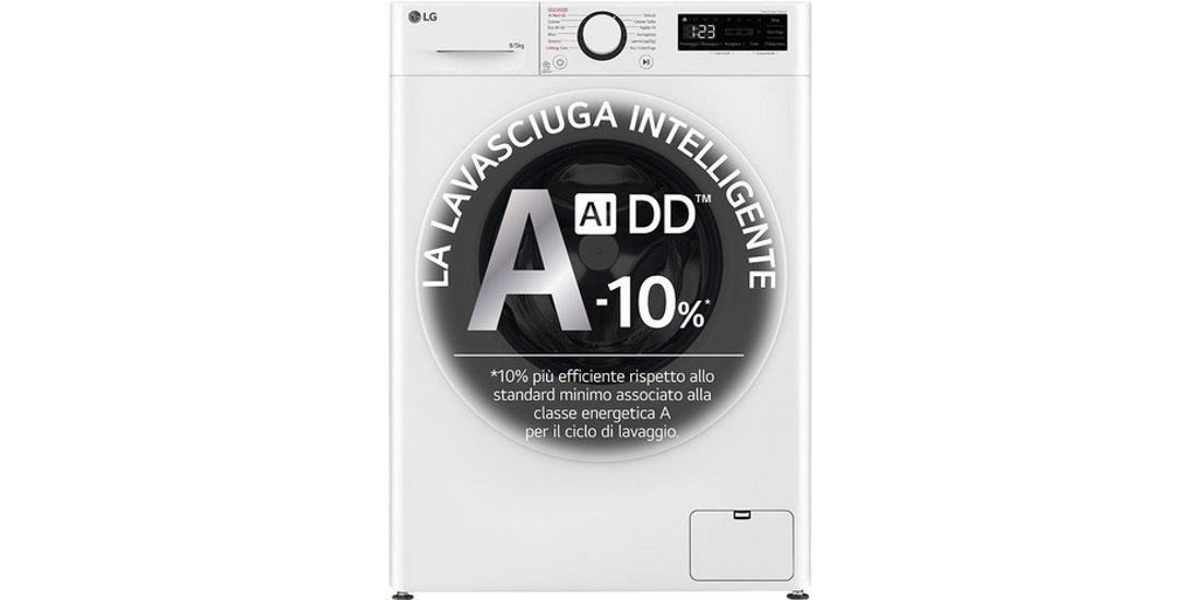 LG D2R3S08NSWW Lavasciuga slim 8/5kg AI DD Classe…