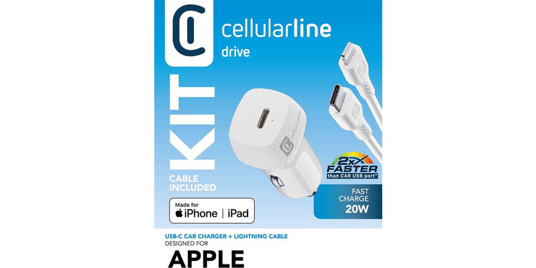 Cellularline USB-C Car Charger Kit 20W – USB-…
