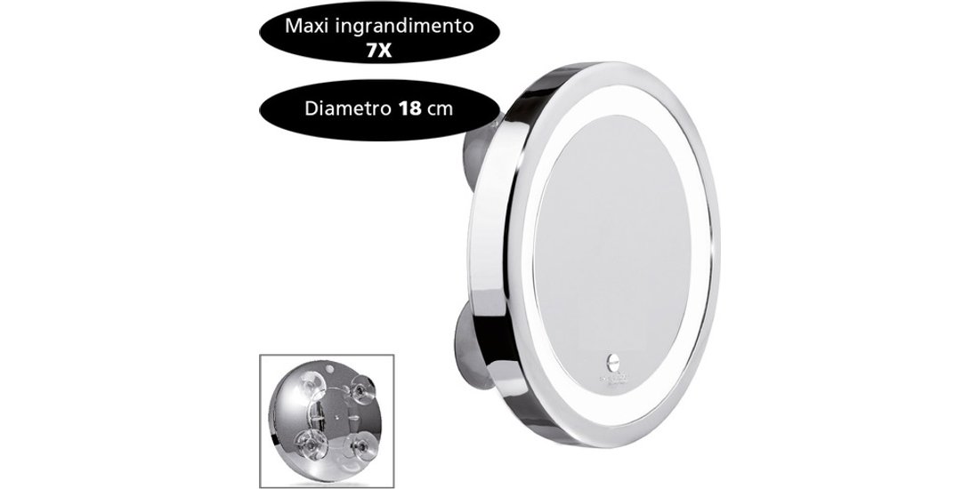 Macom Specchio luce led ingrandente 7x con ventose…
