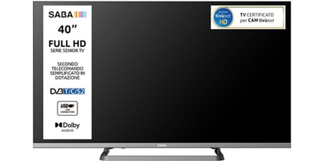 SABA TV 40” FULL HDSerie Senior Secondo telecomando…
