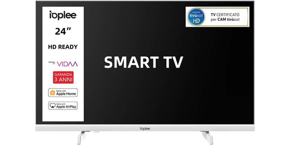 IOPLEE IOP24WVDA SMART TV Bianco 24” HD Sistema…