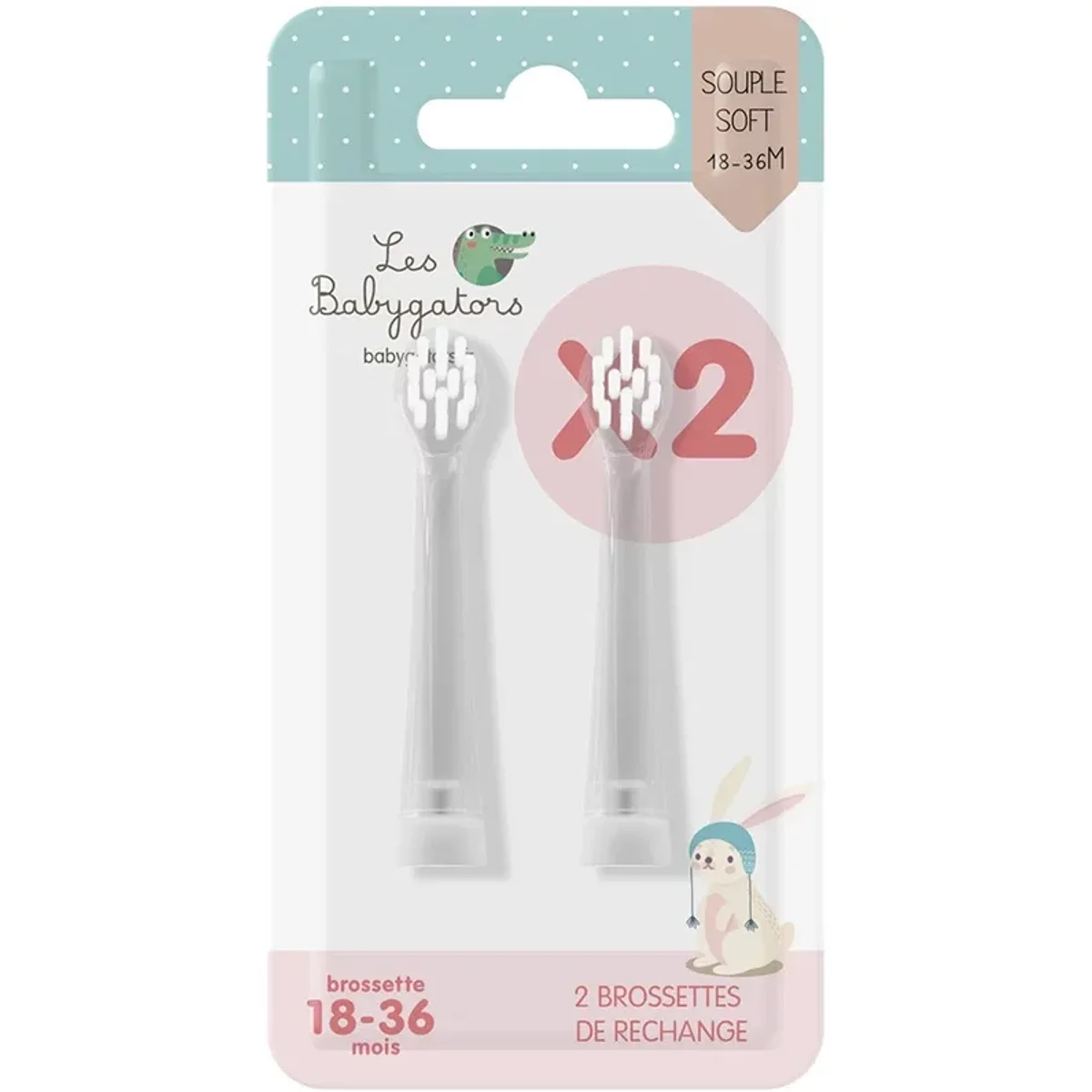 Les Babygators Borsthuvud Refill 18 månader+ 2-pack