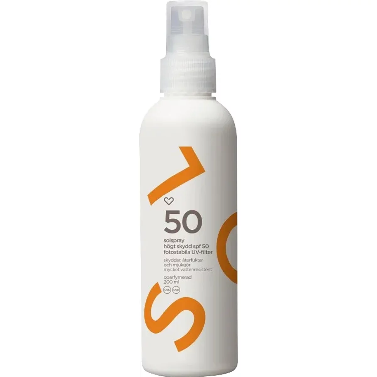 Hjärtats Solspray Oparfymerad SPF 50, 200 ml