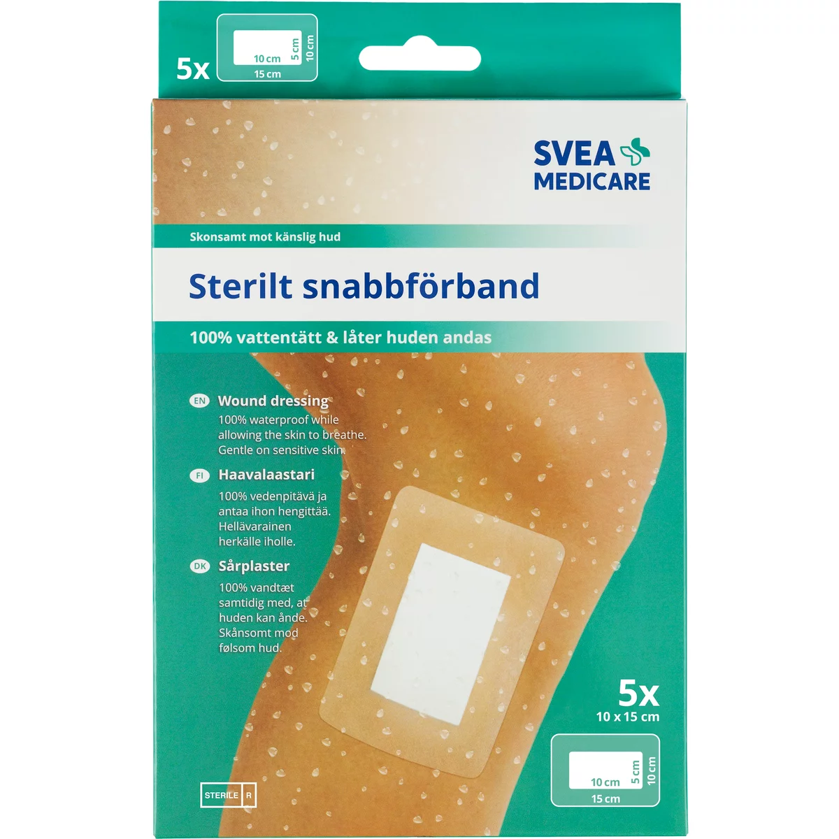 Svea Medicare Sterilt Snabbförband Vattentätt 10x15 cm 5 st