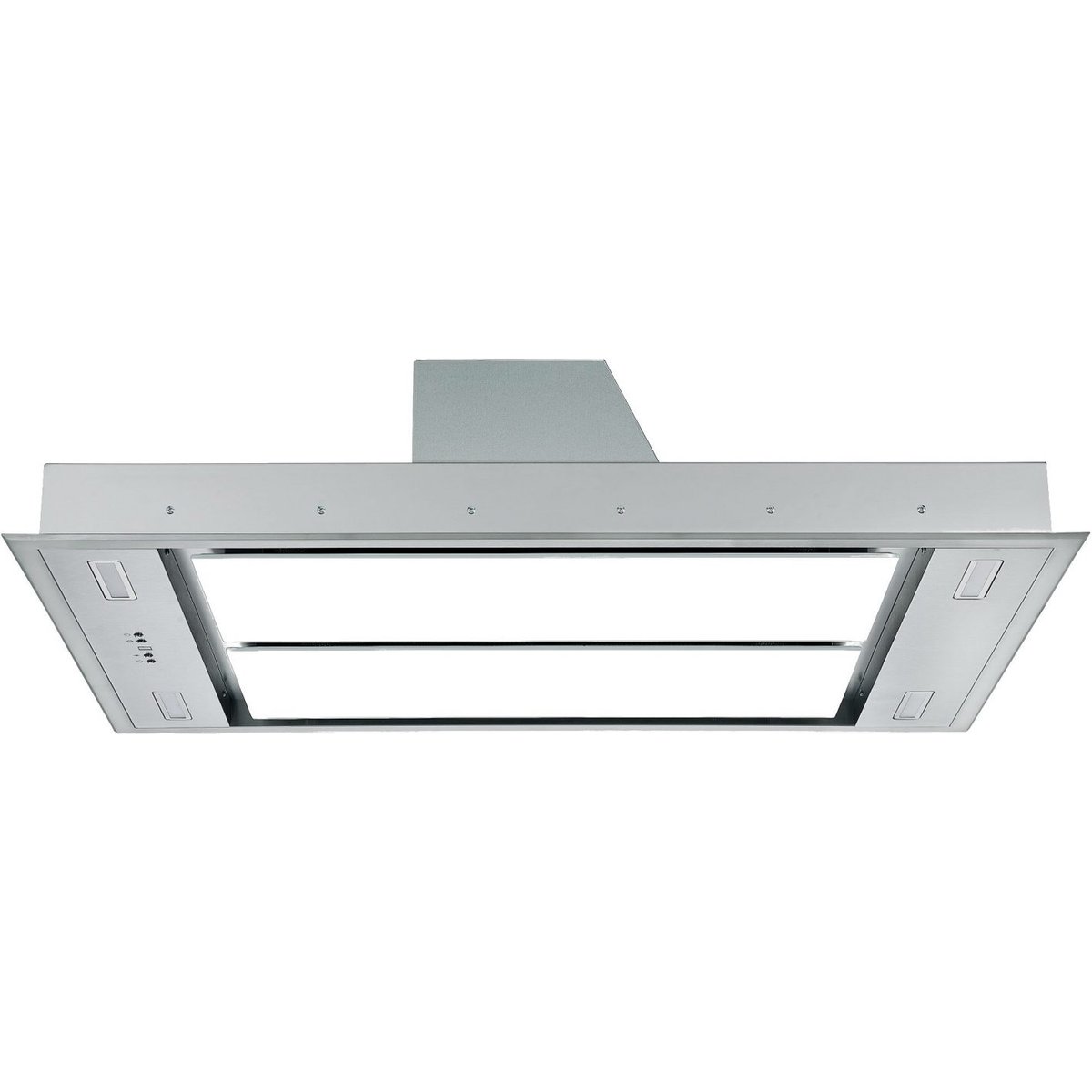 110cm Stainless Steel Ceiling Cooker Hood with White Glass Panel