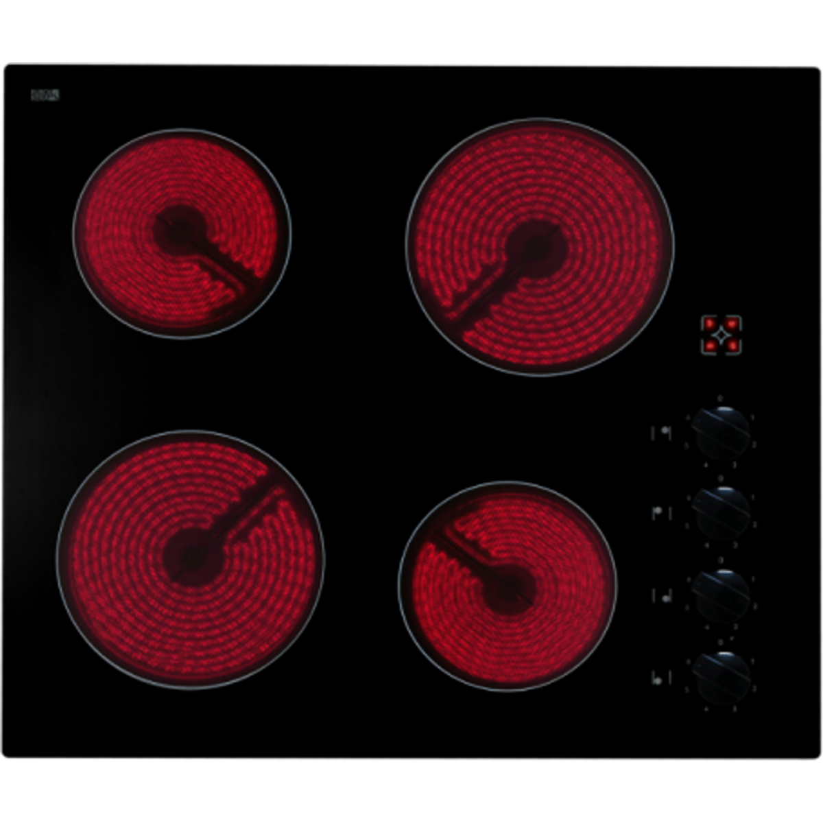 Black 4 Zone Ceramic Hob with Dial Controls