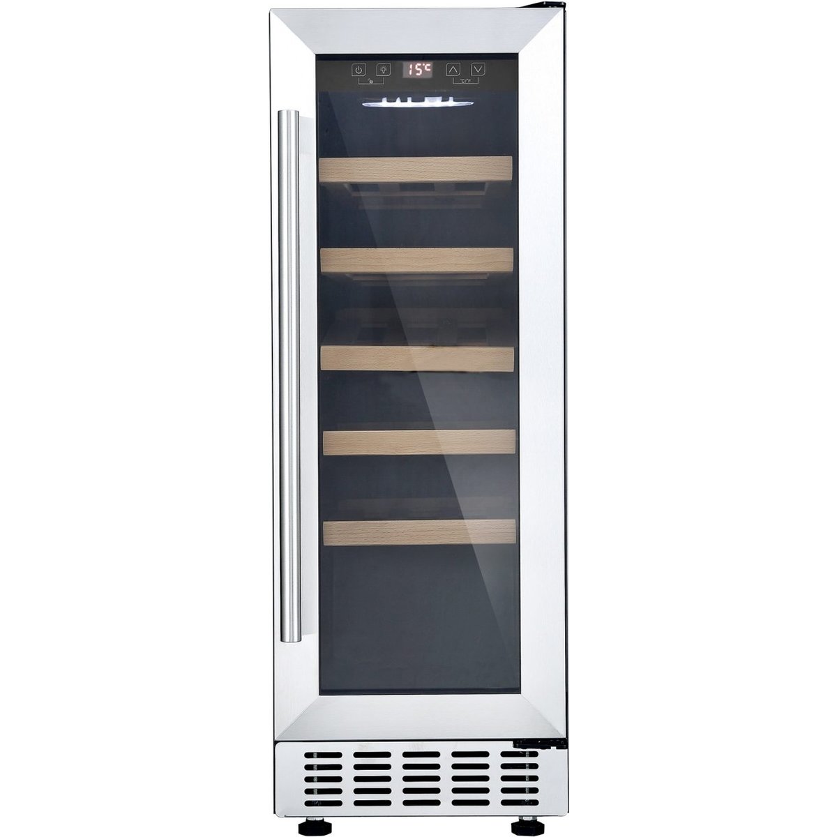 20 Bottle Capacity Stainless Steel Wine Cooler with Wood Shelves