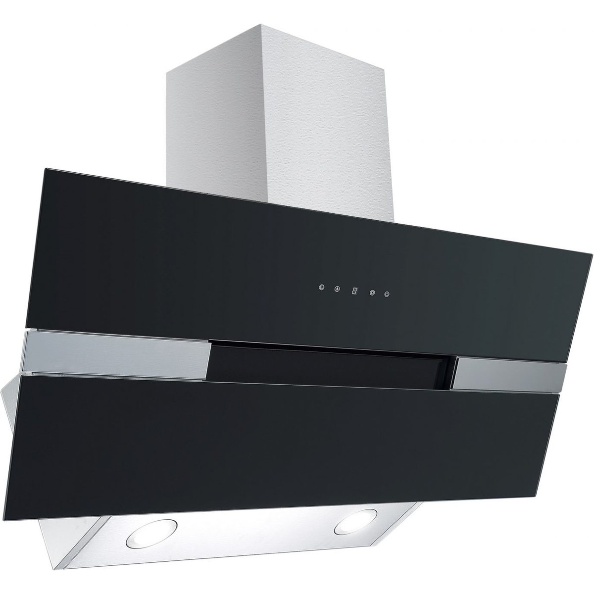 90cm Angled Cooker Hood - Slide Design with Touch Control - Black Glass