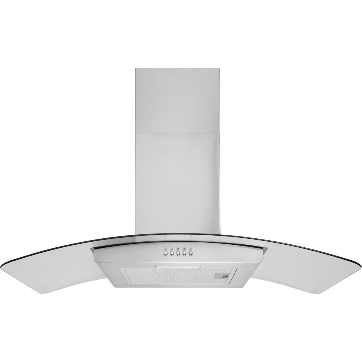 90cm Glass Cooker Hood - Curved Canopy - Stainless Steel