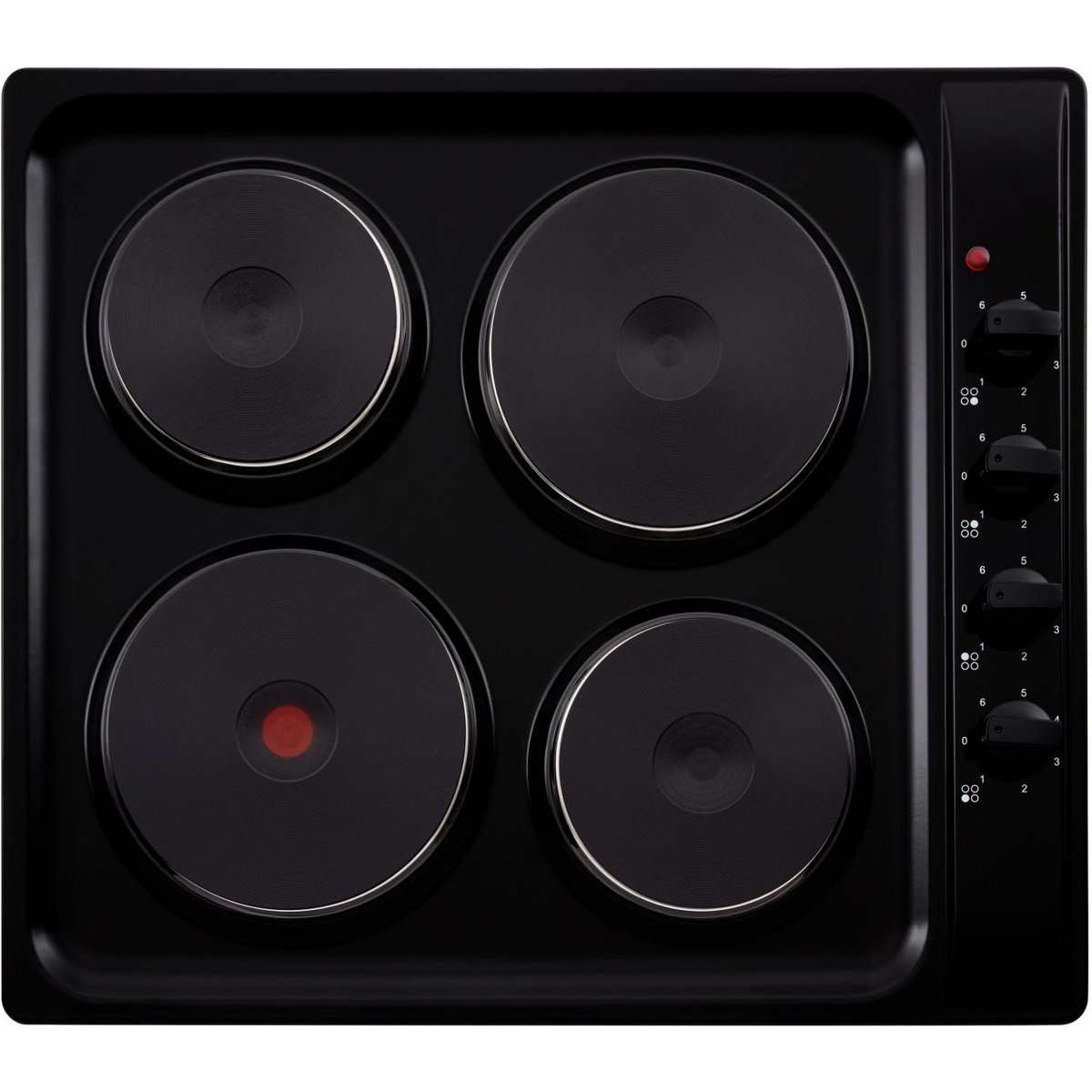 60cm Black 4 Zone Solid Plate Hob
