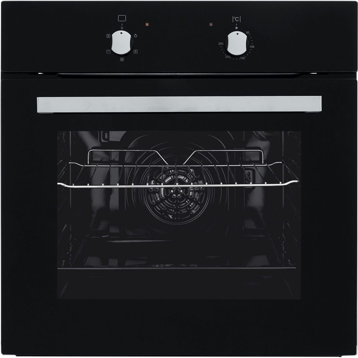 60cm Built In Electric Fan Oven – Integrated Single Fan Oven with Grill - Black