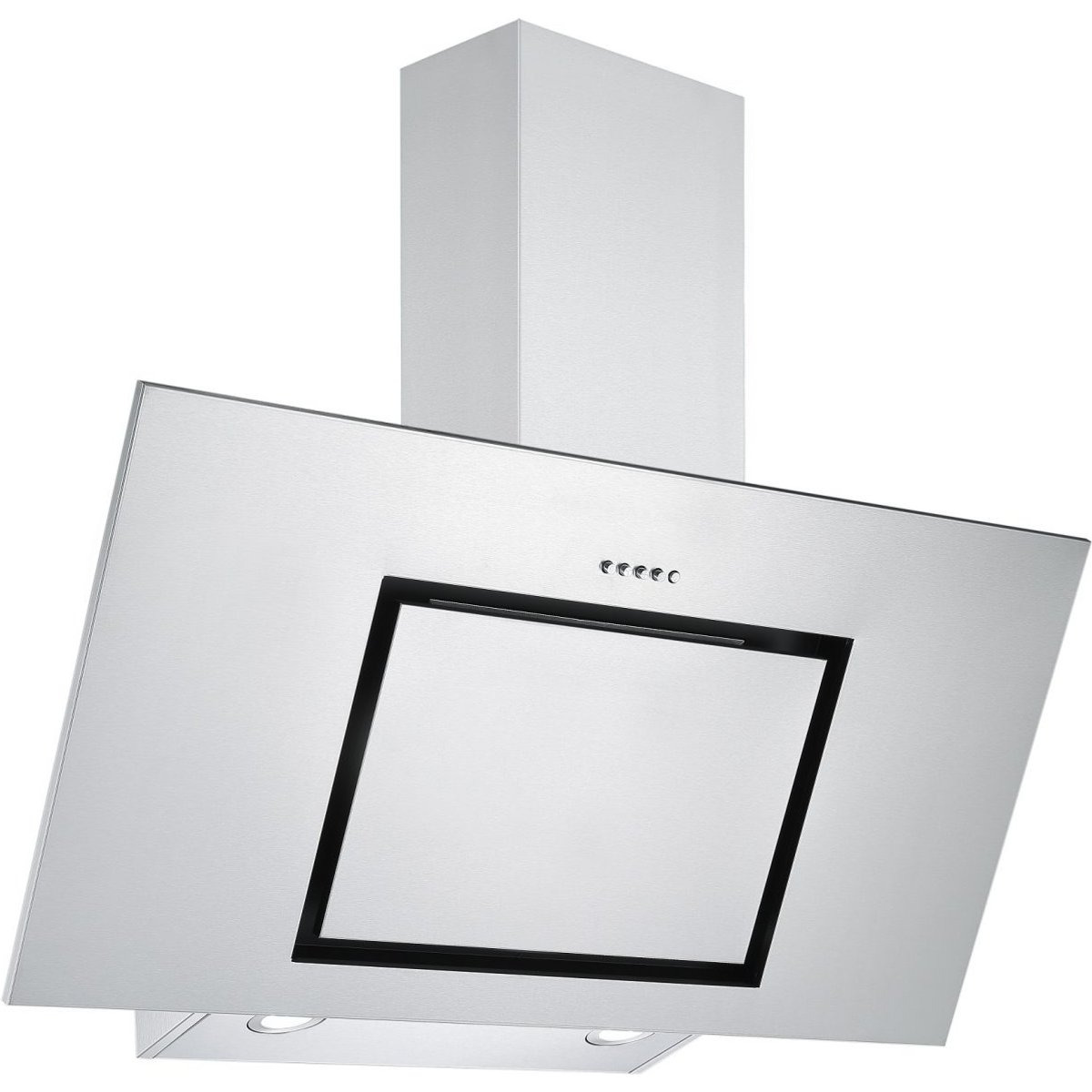 90cm Angled Glass Chimney Cooker Hood - Stainless Steel