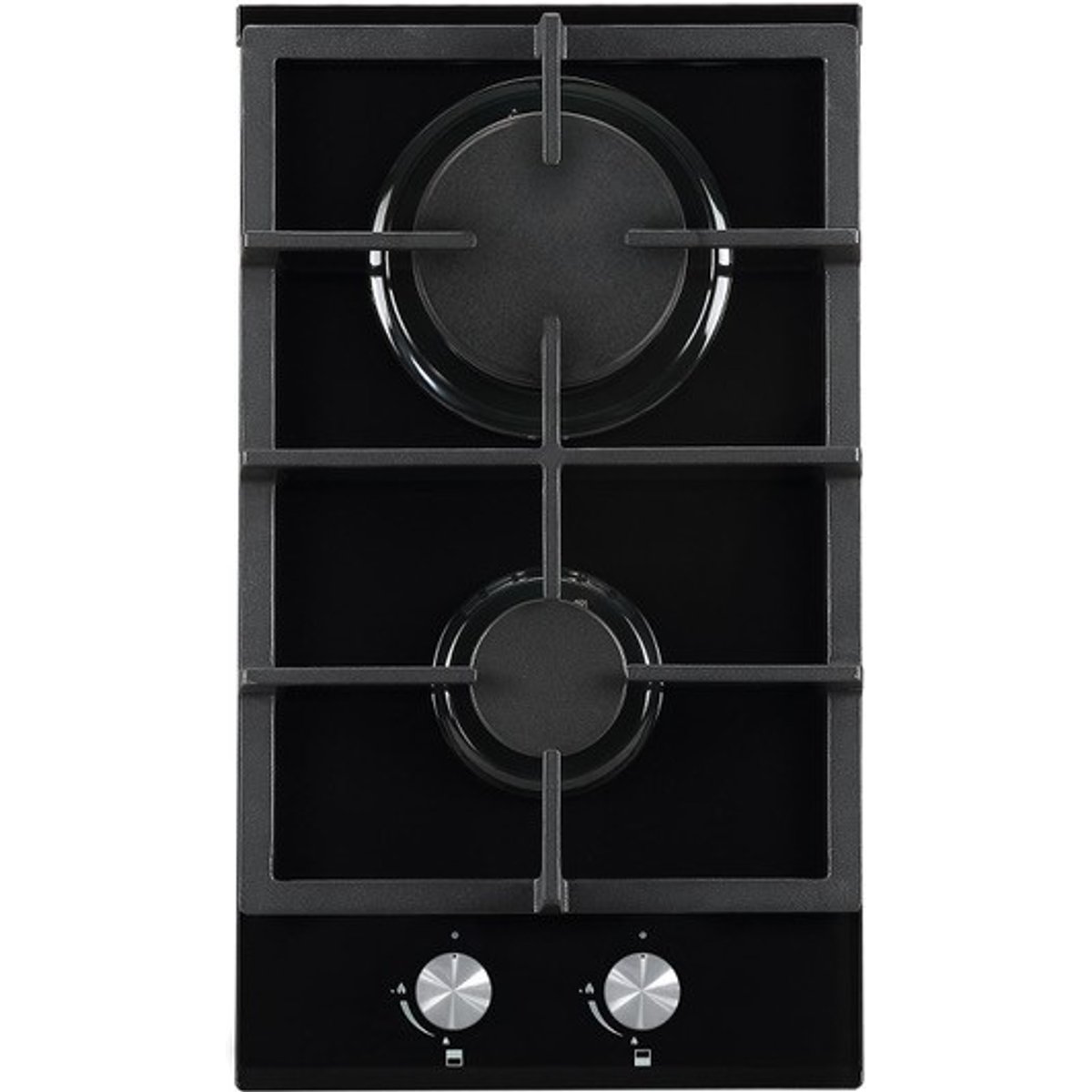 30cm Black 2 Burner Gas on Glass Hob with LPG Conversion Kit